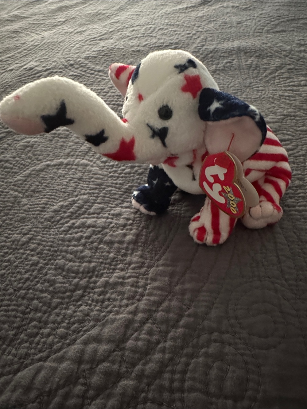 Ty 2000 Patriotic Star & Stripe Elephant Beanie- Righty